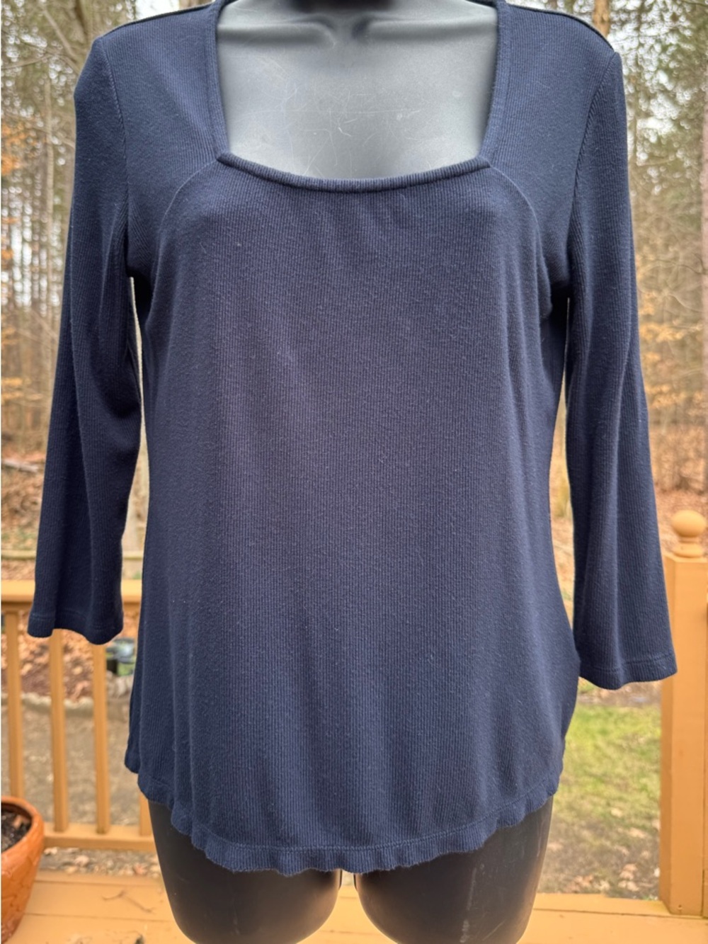 Liverpool Navy Square Neck Long Sleeve Top